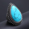 Stylish Oxidized Women's Ring with Striking Blue Stone