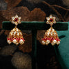 Golden, Red, And White Bead Jewelry Set With Earrings