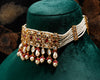 Golden, Red, And White Bead Jewelry Set With Earrings