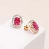 14 Carat Gold Earring Mozambique Ruby With Lab-Grown Diamonds