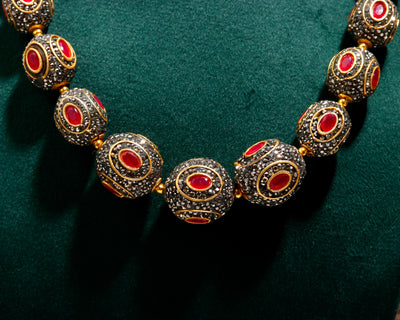 Black and Red Multi-Bead Necklace Set