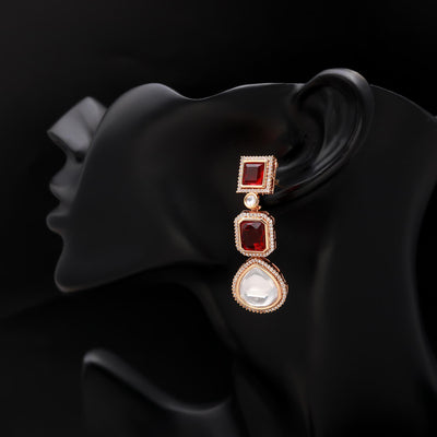 Kundan Polki With Red Stone Earring