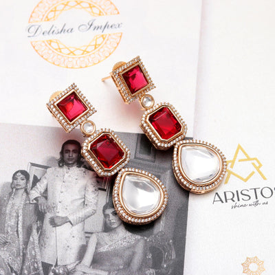 Kundan Polki With Red Stone Earring