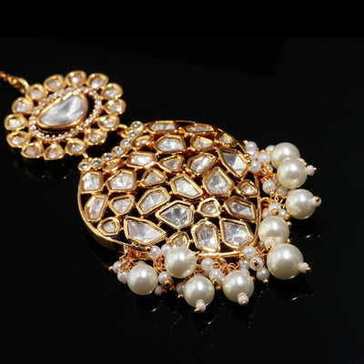 Golden Bliss with White Beads Mang Tikka