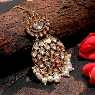 Golden Bliss with White Beads Mang Tikka