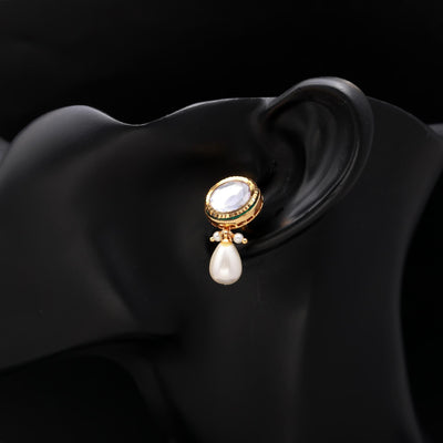 kundan polki earring with pearls hanging