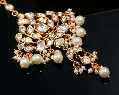 Golden Opulence Mang Tikka with White Beads