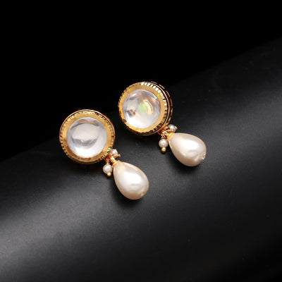 kundan polki earring with pearls hanging