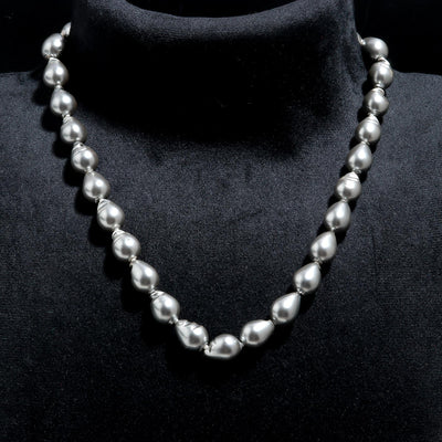 Drop Shape Grey Fresh Water Pearls Stone Mala