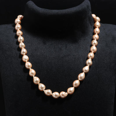 Drop Shape Peach Fresh Water Pearls Stone Mala