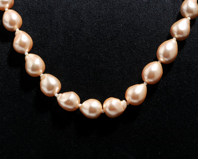 Drop Shape Peach Fresh Water Pearls Stone Mala