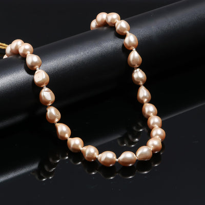Drop Shape Peach Fresh Water Pearls Stone Mala