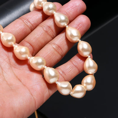Drop Shape Peach Fresh Water Pearls Stone Mala