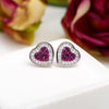 Heart-Shaped Earrings with Reddish-Purple Accent