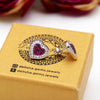 Heart-Shaped Earrings with Reddish-Purple Accent