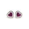 Heart-Shaped Earrings with Reddish-Purple Accent