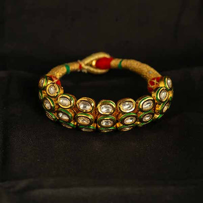 3 layer kundanGold-Plated Traditional puchi bracelet