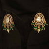 Green Stone Gold-Plated Chandbali Earrings