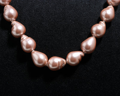 Drop Shape Rose Gold Fresh Water Pearls Stone Mala