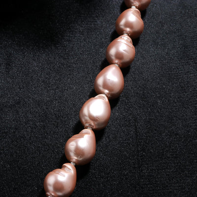 Drop Shape Rose Gold Fresh Water Pearls Stone Mala