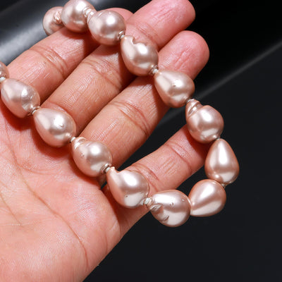 Drop Shape Rose Gold Fresh Water Pearls Stone Mala