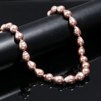 Drop Shape Rose Gold Fresh Water Pearls Stone Mala