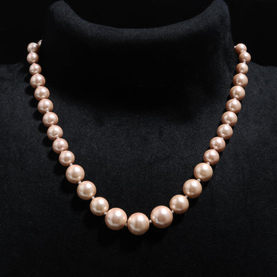 Round Shape Rose Gold Fresh Water Pearls Stone Mala