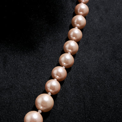 Round Shape Rose Gold Fresh Water Pearls Stone Mala