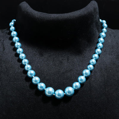 Round Shape Blue Fresh Water Pearls Stone Mala