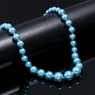 Round Shape Blue Fresh Water Pearls Stone Mala