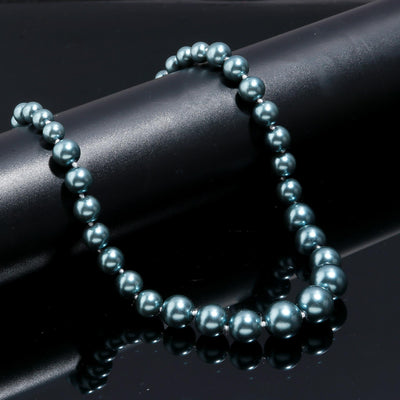 Round Shape Grey Fresh Water Pearls Stone Mala