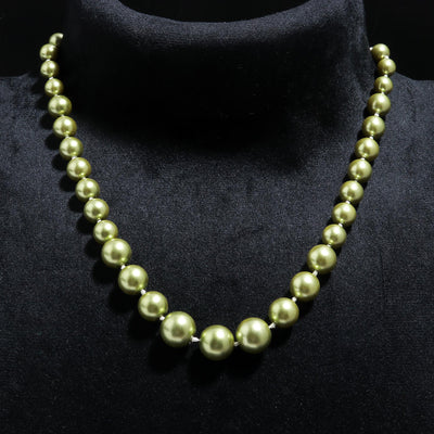 Round Shape Green Fresh Water Pearls Stone Mala