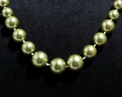 Round Shape Green Fresh Water Pearls Stone Mala