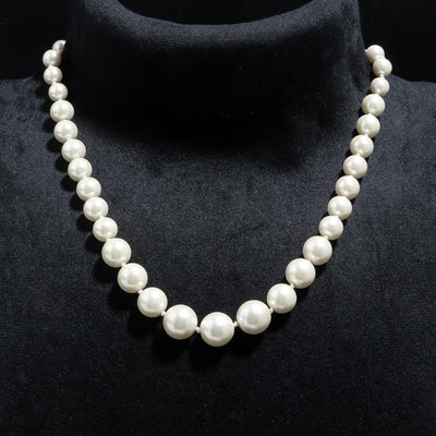 Round Shape White Fresh Water Pearls Stone Mala