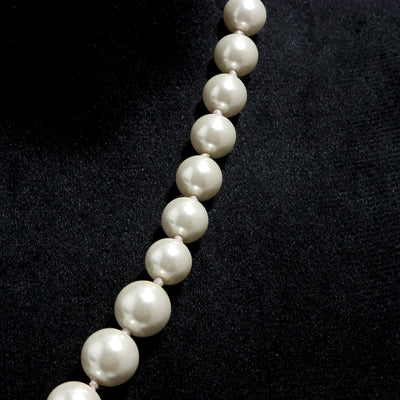 Round Shape White Fresh Water Pearls Stone Mala