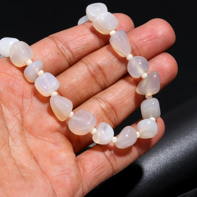 White Agate tumble Mala