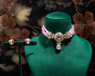 Blush Blossom Pink & Gold Jewelry Set