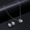 Silver Drop Necklace and Earring Set with  Filigree Design