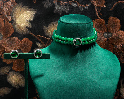 Lush Green Beads & Gold Accent Jewelry Set