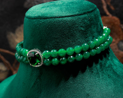 Lush Green Beads & Gold Accent Jewelry Set