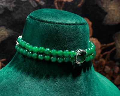 Lush Green Beads & Gold Accent Jewelry Set
