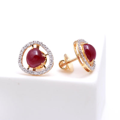 Ruby Earring In 14 Carat Gold
