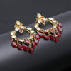 Maroon Colour Gold Plated Kundan Earring Set