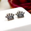 Elegance In Silver: Oxidized Crown-Shaped Earrings