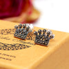 Elegance In Silver: Oxidized Crown-Shaped Earrings