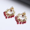 Maroon Colour Gold Plated Kundan Earring Set