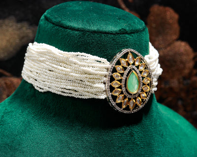 Whispering Elegance White & Light Green Bead Set