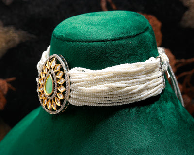 Whispering Elegance White & Light Green Bead Set