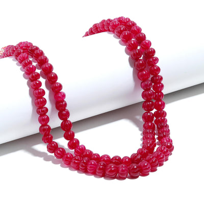 watermelon cut Red Quartz Mala