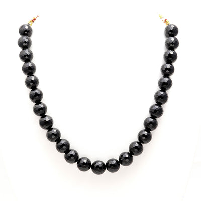 Round Faceted Shape BlackSpinnal Mala